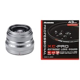  【セット買い】FUJIFILM 単焦点標準レンズ XF35mmF2R WR S シルバー+HAKUBA 43mm レンズフィルター XC-PRO 高透過率 撥水防汚 薄枠 日本製 レンズ保護用 CF-XCPRLG43