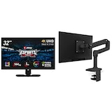 MSI Optix MPG321UR-QD 量子ドット ゲーミングモニター IPSパネル 32インチ& エルゴトロン LX デスクマウント モニターアーム マットブラック 34インチ(3.2~11.3kg)まで対応 45-241-224 セット