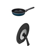  【セット買い】サーモス フライパン 20cm ガス火専用 デュラブルコート 軽量モデル ネイビー KFD-020 NVY + 折りたたみスタンド式フライパンフタ 20/24cm対応 KLC-001 BK