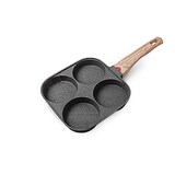  ADOSSY フライパン 目玉焼きフライパン 仕切り付き IH対応 4つ穴円形フライパン 卵焼き フライパン 焦げ付きにくい洗いやすい 朝食用ポットオムレツ パンケーキ (ブラック)