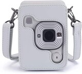  富士FUJIFILM instax mini LiPlay インスタントカメラ専用ケース 保護カバー カメラケース 全面保護 PUレザー 傷つけ防止 ショルダーストラップ付き 携帯便利 (白)
