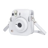  チェキケース instax mini 12用 カメラケース mini12 チェキ カバー Fujifilm チェキ ケース 新モデル 全面保護 傷つけ防止 携帯便利 ショルダーストラップ付き PUレザー (ホワイト)