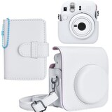  HIYQIN チェキケース instax mini 12ケース,Fujifilm チェキ12ケース と28枚写真入れアルバム付き２点セット チェキ mini 12カメラケース ショルダーストラップ付き PUレザー - ホワイト