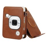  instax mini liplay ケース FUJIFILM チェキ 保護カバー 富士フイルム チェキ カバー チェキフィルム 全面保護 傷つけ防止 ショルダーストラップ付き PUレザー 携帯便利 取り出し簡単 磁気スナップ付き (ブラウン)