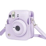  チェキケース instax mini 12用 カメラケース mini12 チェキ カバー Fujifilm チェキ ケース 新モデル 全面保護 傷つけ防止 携帯便利 ショルダーストラップ付き PUレザー (パープル)