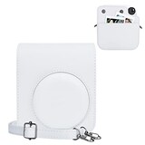  kinokoo instax mini 12 ケース、Fujifilm チェキ INSTAX mini 12 カメラケース チェキケース マグネットで開け ショルダーストラップ付(White)