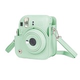  チェキケース instax mini 12用 カメラケース mini12 チェキ カバー Fujifilm チェキ ケース 新モデル 全面保護 傷つけ防止 携帯便利 ショルダーストラップ付き PUレザー (グリーン)