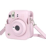  チェキケース instax mini 12用 カメラケース mini12 チェキ カバー Fujifilm チェキ ケース 新モデル 全面保護 傷つけ防止 携帯便利 ショルダーストラップ付き PUレザー (ピンク)