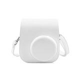  HIYQIN チェキケース,FUJIFILM instax mini12/11/9/8+/8ケース 可愛いカメラバッグ ショルダーストラップ付き 裏ポケット付き PUレザーカバー 単色(ホワイト)