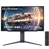  LG ゲーミングモニター UltraGear 27GR95QE-B 26.5インチ 有機EL WQHD(2560×1440)@240Hz / アンチグレア / 応答速度0.03ms(GTG) / DCI-P3 98.5% / G-SYNC Compatible、Freesync Premium/HDMI×2,DP