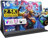  PONKLOIE モバイルモニター 16インチ 2.5K ディスプレイ - ポータブルモニター 薄型 軽量 ゲームモニター IPS液晶パネル 解像度 2520x1680 100%sRGB広色域 スタンド保護カバー付き USB C/mini HDMI接続可能