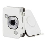  instax mini liplay ケース FUJIFILM チェキ 保護カバー 富士フイルム チェキ カバー チェキフィルム 全面保護 傷つけ防止 ショルダーストラップ付き PUレザー 携帯便利 取り出し簡単 磁気スナップ付き (ホワイト)