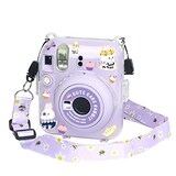  HIYQIN mini12 ケース 富士フイルム Instax Mini 12 カメラ用保護クリアケース クリスタルハードシェルカバー ショルダーストラップ付き カメラステッカー