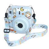  HIYQIN mini12 ケース 富士フイルム Instax Mini 12 カメラ用保護クリアケース クリスタルハードシェルカバー ショルダーストラップ付き カメラステッカー