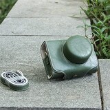  Fuji X100V シリーズ X30 レザーケース Nikon J5 Panasonic GF9lx100 Canon カメラバッグに最適 (グリーン)