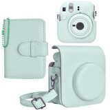  HIYQIN チェキケース instax mini 12ケース,Fujifilm チェキ12ケース と28枚写真入れアルバム付き２点セット fujifilm instax mini12 ケース ショルダーストラップ付き PUレザー - グリーン