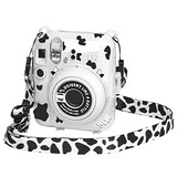  HIYQIN mini12 ケース 富士フイルム Instax Mini 12 カメラ用保護クリアケース クリスタルハードシェルカバー ショルダーストラップ付き カメラステッカー