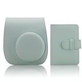  チェキケース instax mini 12/11/8/8+/9 用 カメラケース mini12 11 CAMERA CASE Fujifilm チェキ 保護ケース ショルダーストラップ付き PUレザー(Green)