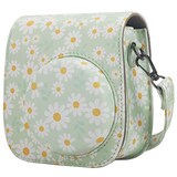  富士フィルム チェキ ケース instax mini 8/9/11/12 カメラケース INS MINI 8/9/11/12 CAMERA CASE PUレザー 保護 調節可能 ショルダーストラップ付き(グリーンデイジー)
