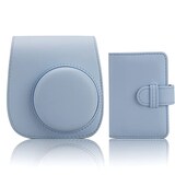  チェキケース instax mini 12/11/8/8+/9 用 カメラケース mini12 11 CAMERA CASE Fujifilm チェキ 保護ケース ショルダーストラップ付き PUレザー(Blue)