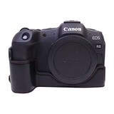  Rieibi Canon EOS R8 ケース、eos r8 ケース eos r8ボディケース PUレザーカメラハーフケース eos r8 PUケース Eosr8 カバー バッテリー交換可能 三脚設置でき 底面開閉 ４色展開 PUレザー eos r8 ハーフケースアウトドア撮影用(ブラック)