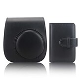  チェキケース instax mini 12/11/8/8+/9 用 カメラケース mini12 11 CAMERA CASE Fujifilm チェキ 保護ケース ショルダーストラップ付き PUレザー(Black)
