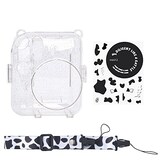  for Instax mini12 ケース for Instax Mini 12カメラ用保護クリアケース クリスタルハードシェルカバー 写真ポケット付き カメラステッカー ショルダーストラップ付き (透明)