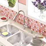  ウォールステッカー モザイクタイルシール クリア ピンク MT-005