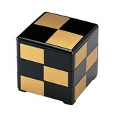  3段重箱 5.5寸重 黒 金市松(内黒)
