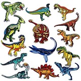  アイロン刺繍ワッペン 恐竜モチーフ 様々な大小サイズ 14枚セット