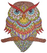  木製ジグソーパズル - カラフルなフクロウ