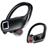  ワイヤレスイヤホン Bluetooth イヤホン スポーツ仕様 耳掛け式 低遅延 LED残量表示 ブルートゥース イヤホン Bluetooth5.2 自動ペアリング 瞬間接続 最大50時間連続再生 ハンズフリー通話 左右分離型 iPhone/Android対応(ブラック)