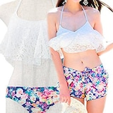  水着 レディース 花柄 レース 3点セット