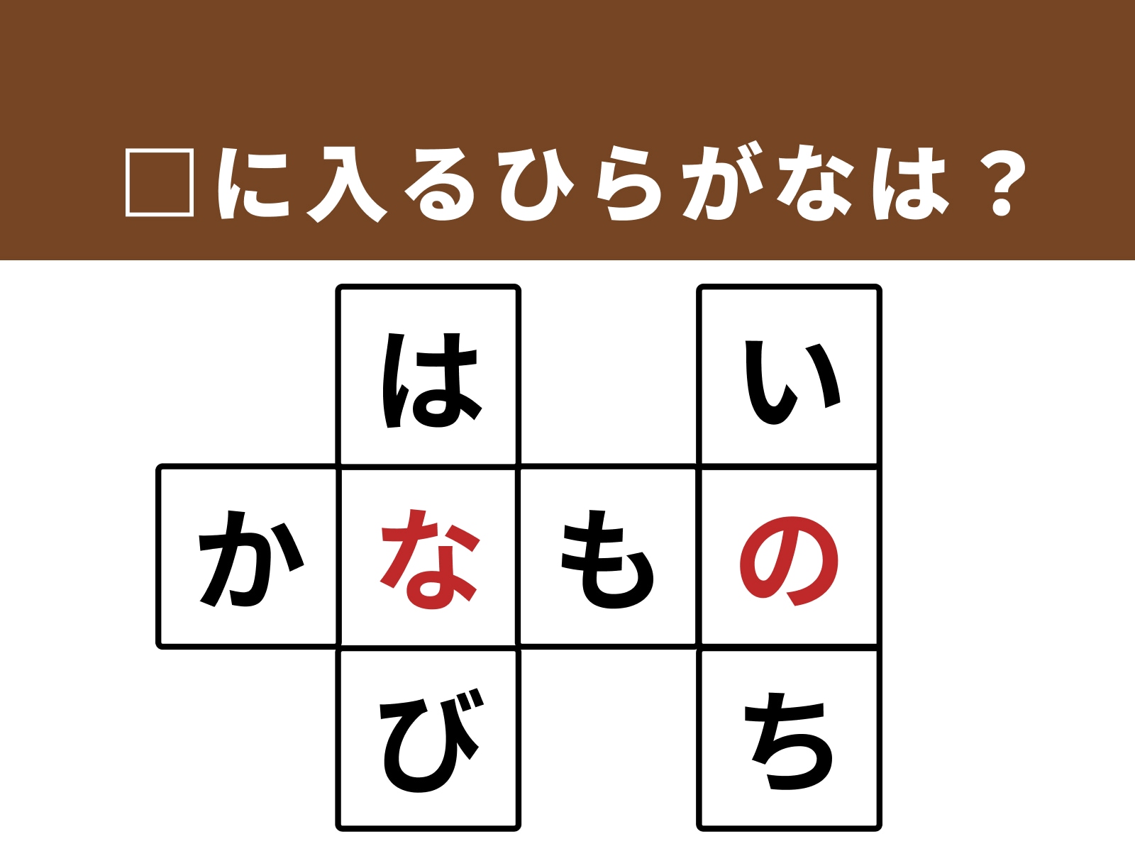 正解：な、の