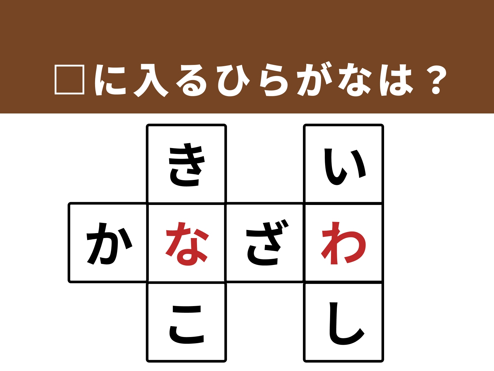 正解：な、わ