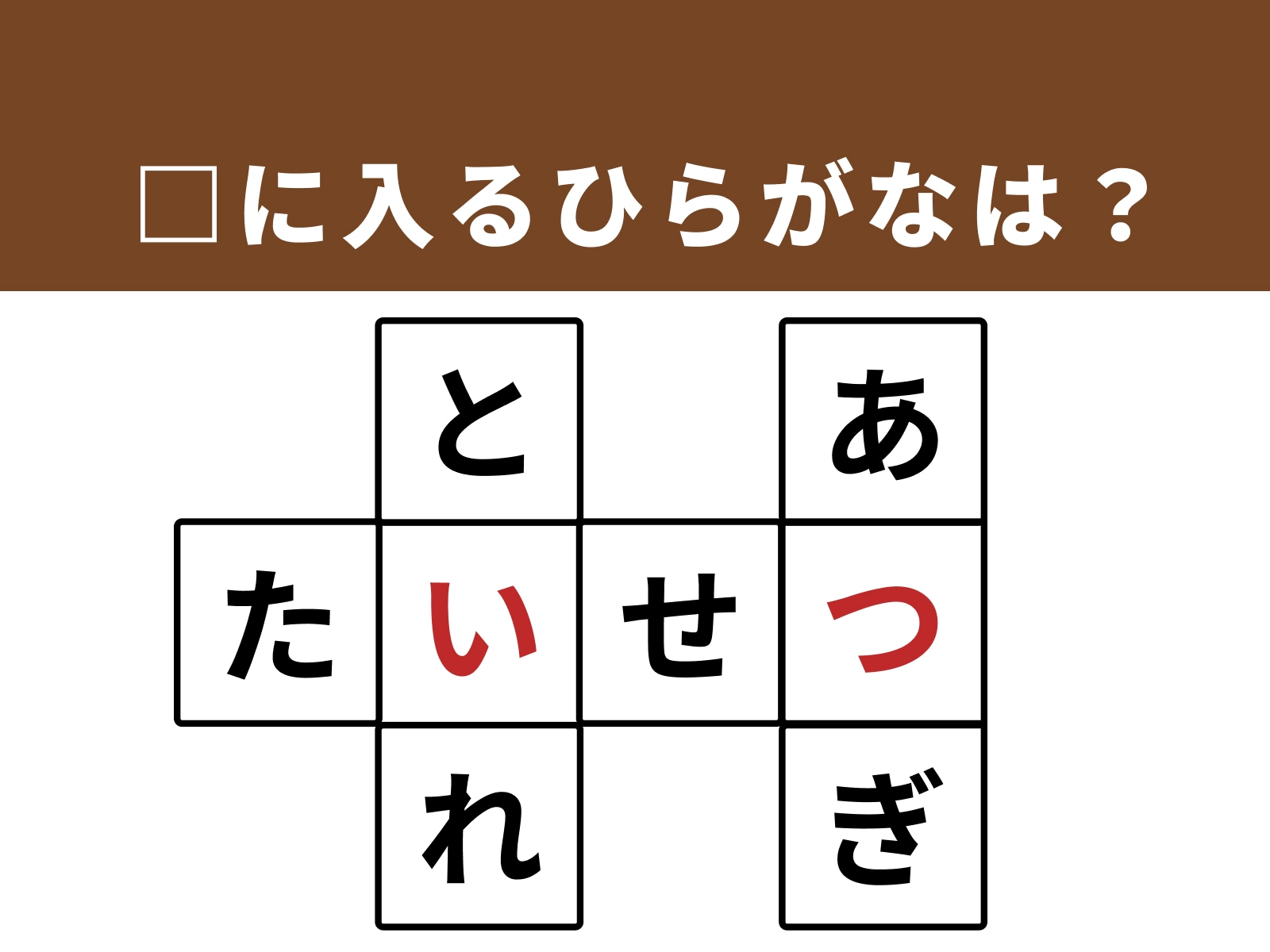 正解：い、つ