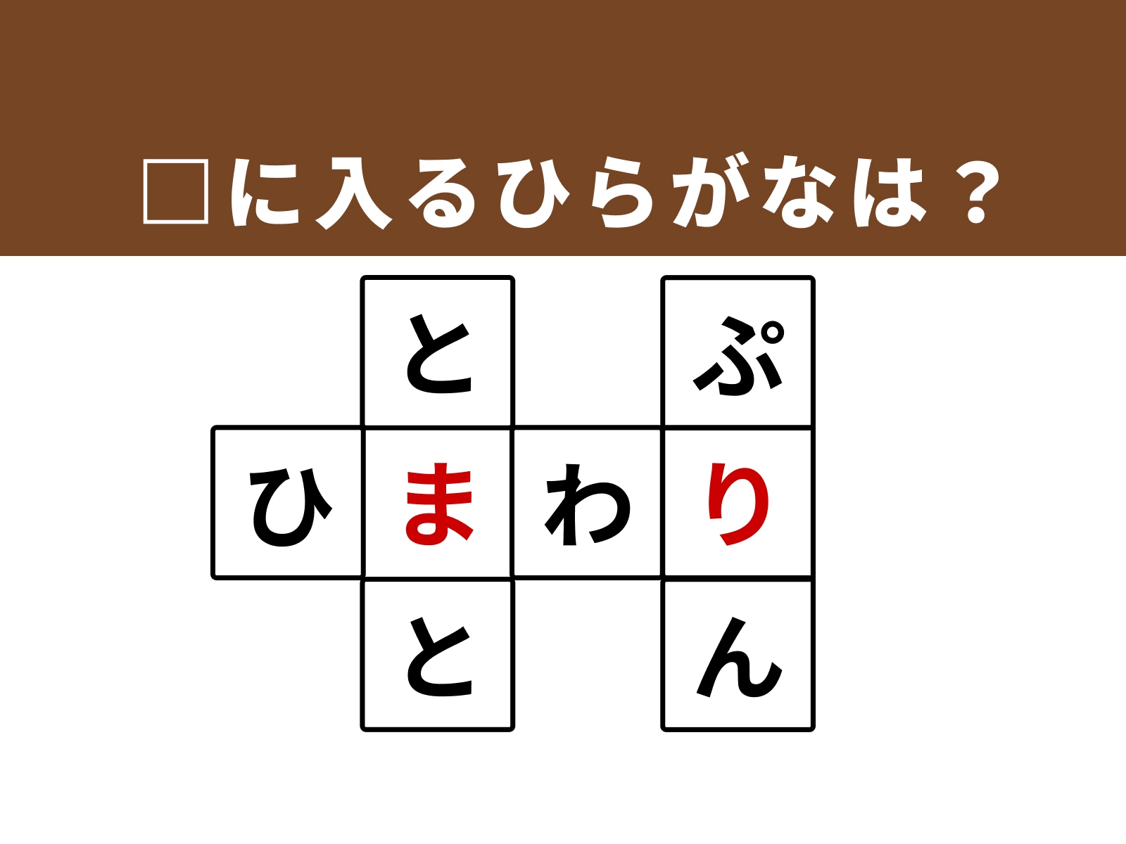 正解：「ま」・「り」