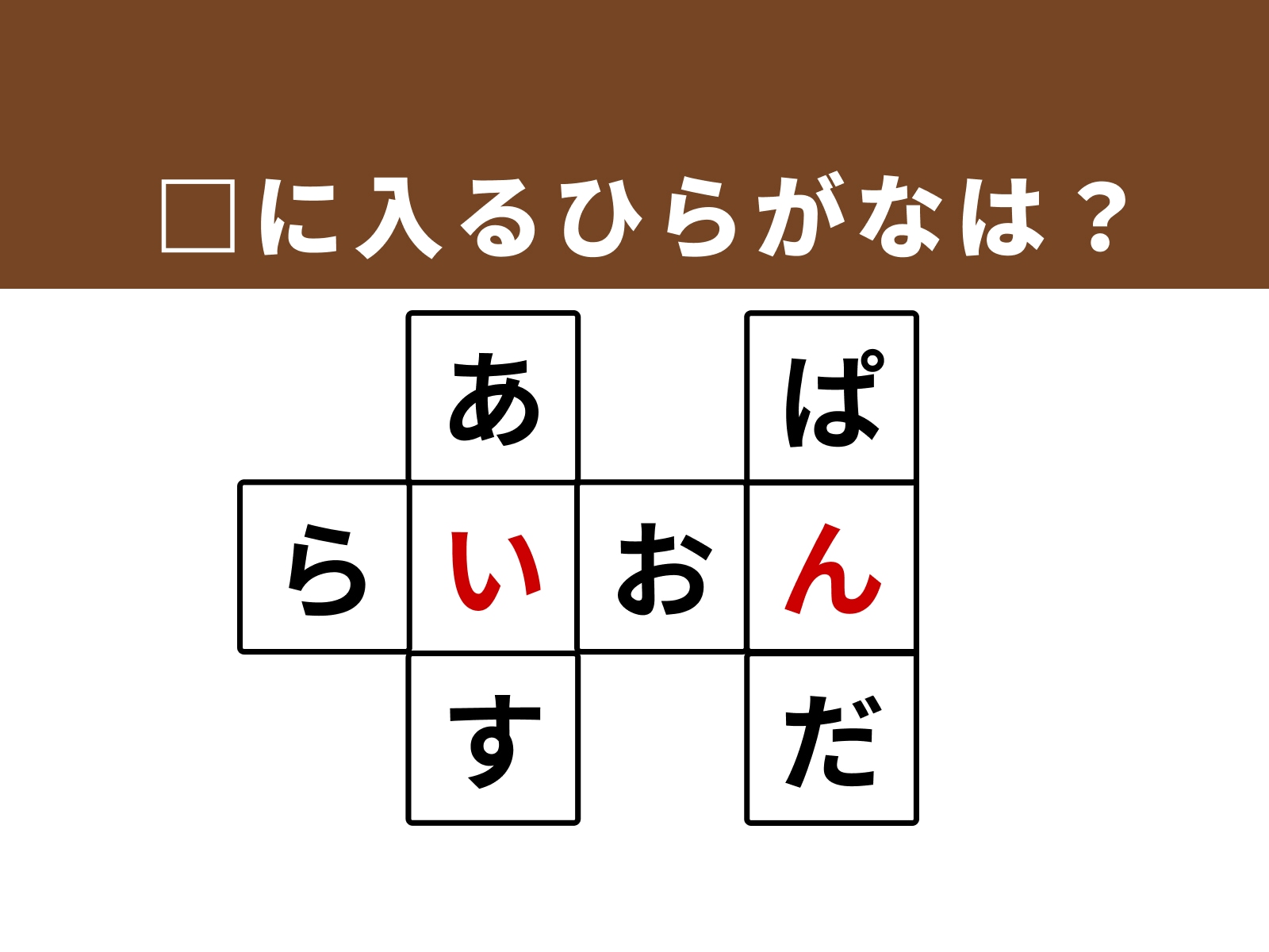 正解：「い」・「ん」