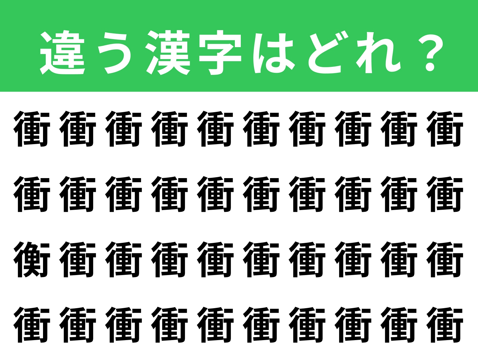 問題：「衝」に紛れた別の漢字は？