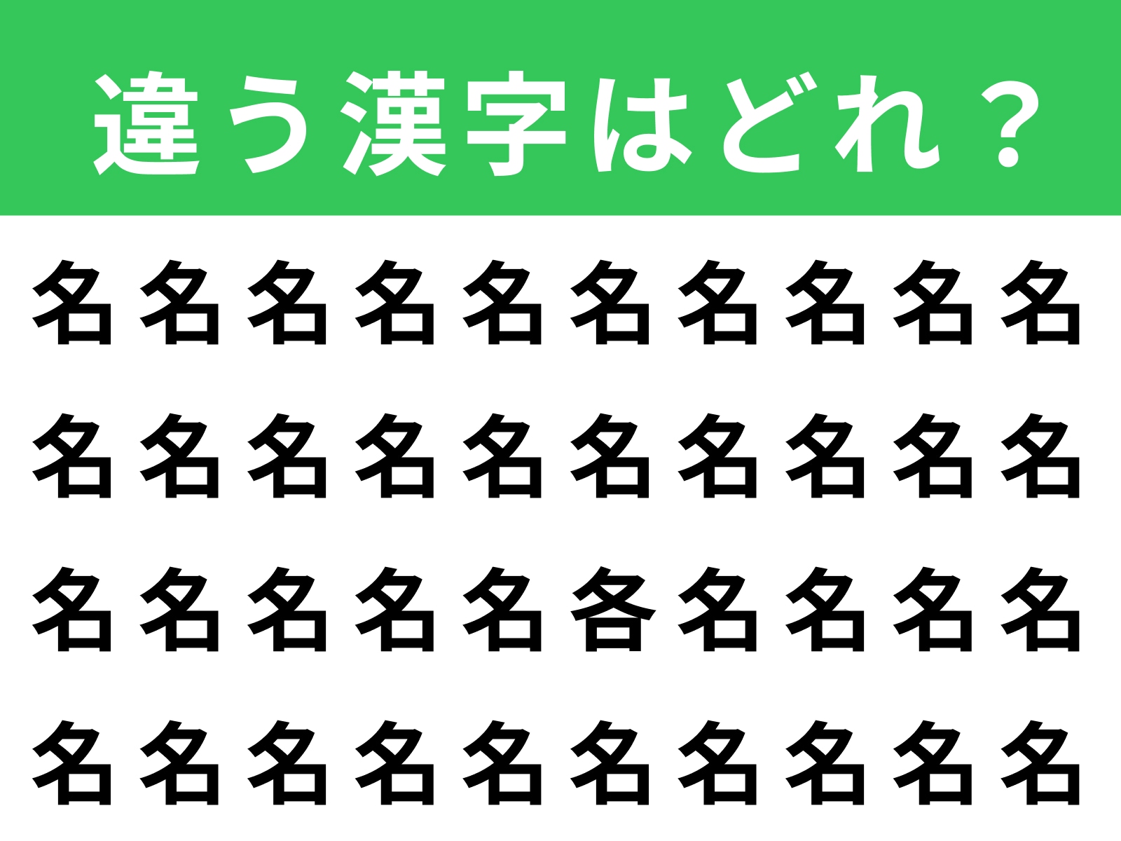 問題：「名」に紛れた別の漢字は？