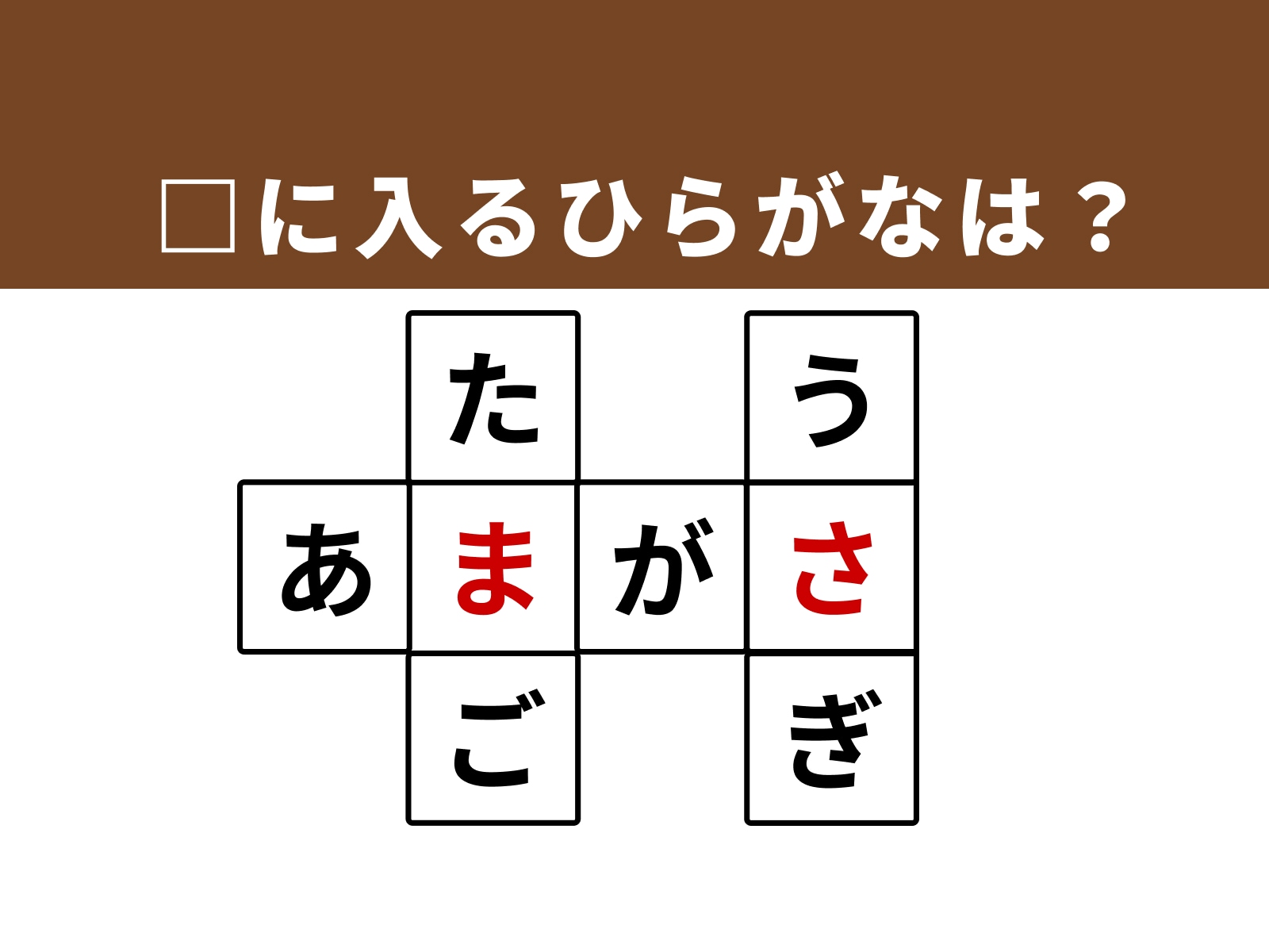 正解：「ま」・「さ」