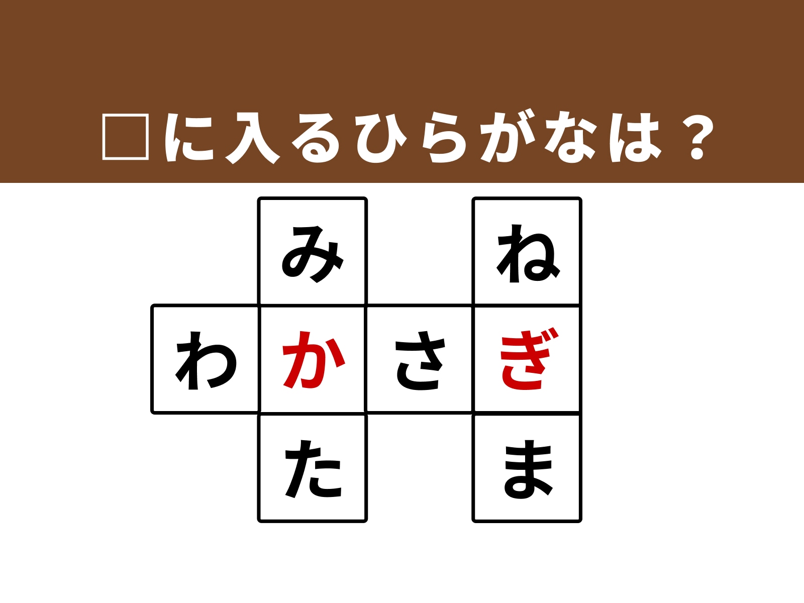 正解：「か」・「ぎ」