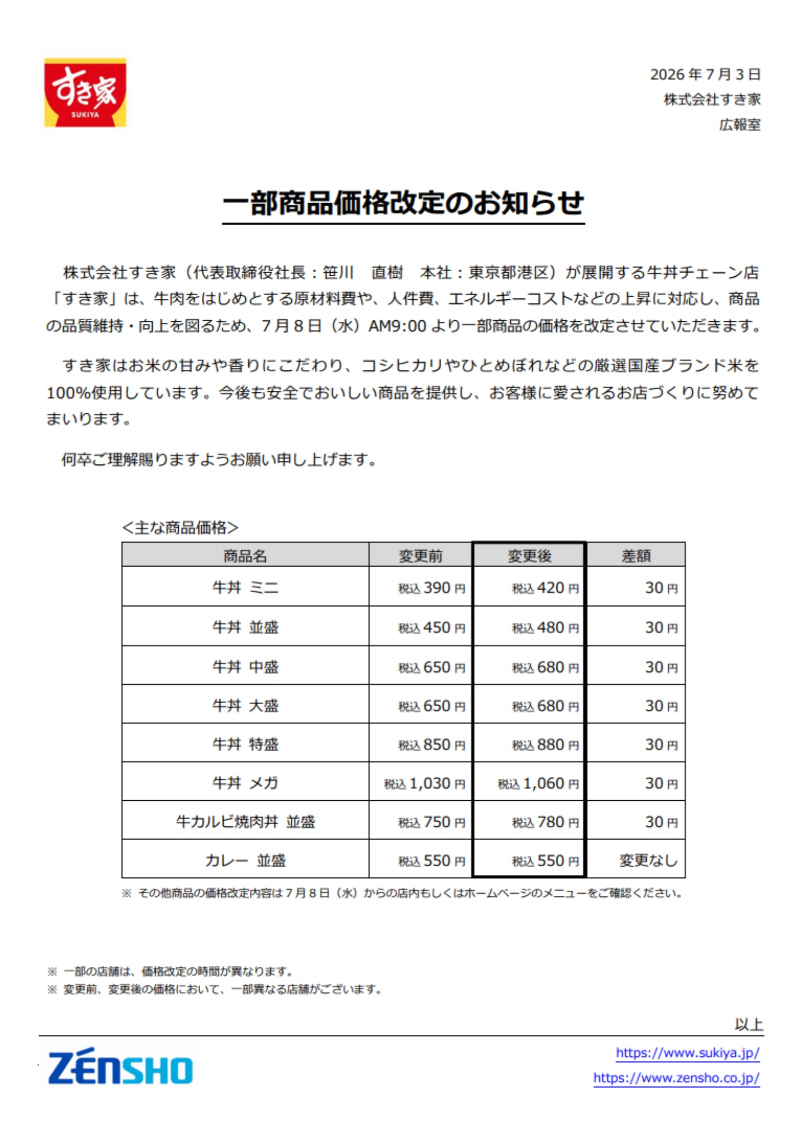画像出典：すき家プレスリリースより