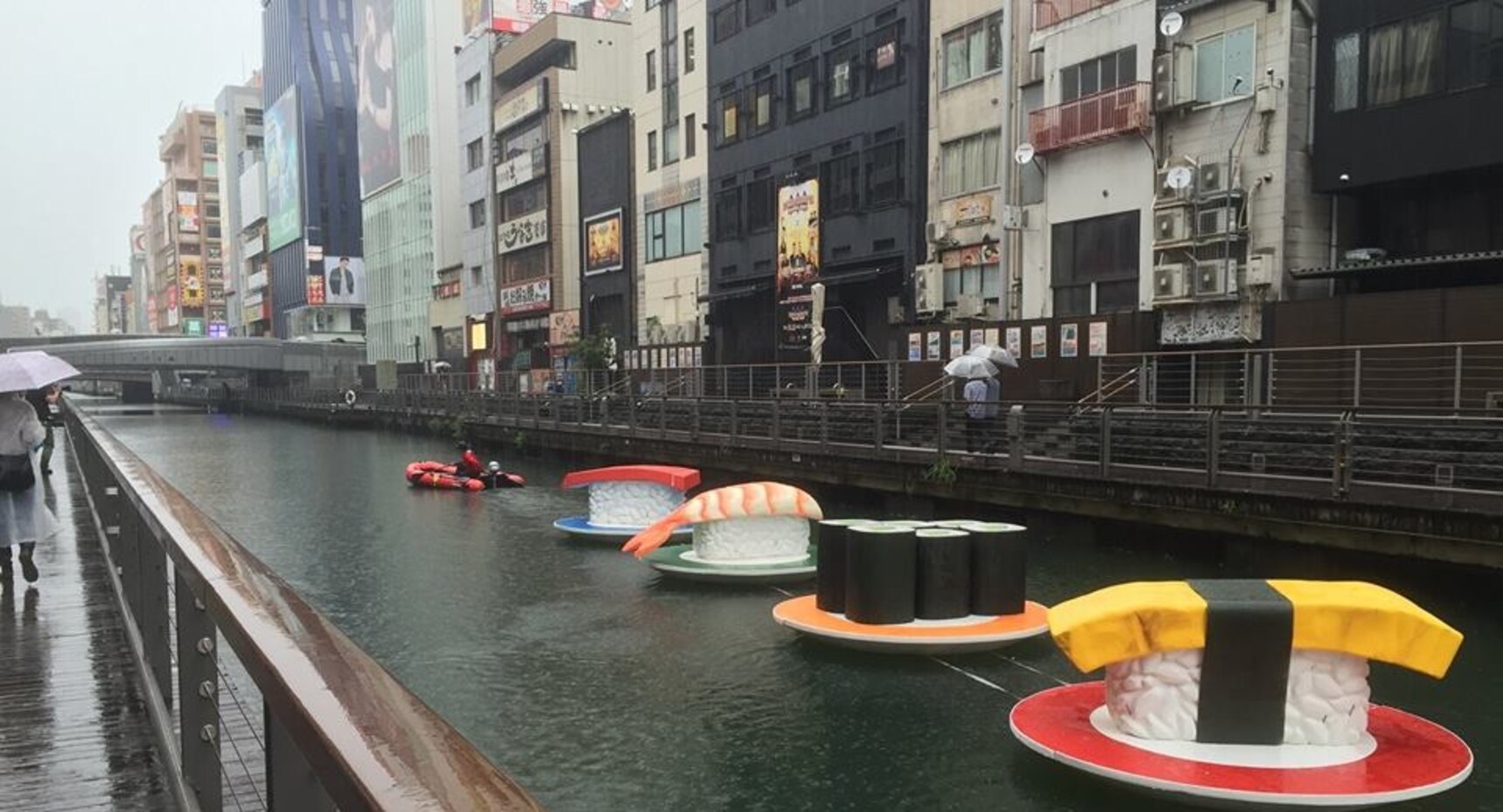 Osaka River Turns into Floating Sushi Train