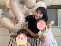 「2歳だなんて」元テレビ朝日アナウンサー、息子＆娘との誕生日ショットに「大きくなりましたね」の声！