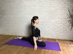 前のひざを折り曲げる角度や、後ろの脚の伸ばし具合は無理せずに