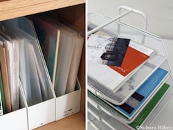 紙モノを縦置きするなら書類ボックスで、横置きするならレタートレイで見やすく整理