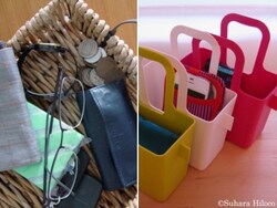 出掛ける寸前にカバンの中身を点検できるところを定位置に。トレーやボックス型で中身が見える収納グッズがいい