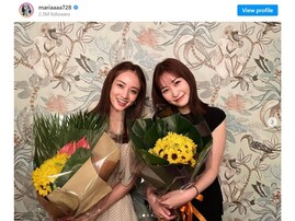 ”中学からの幼なじみ“谷まりあ＆岩田絵里奈アナのツーショットに「美女2人」「ステキな関係」と反響