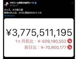 「生涯年収が一カ月で消滅」資産35億円ニート、株価暴落で膨大な損失額を明かす！ 「宝くじの当選金額だね」